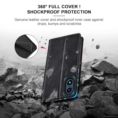 Jasonyu Flip Wallet Case for Moto G Play 4G (2024),Leather Magnetic Folio Cover with Card Holder,Kickstand - TPU Shockproof Durable Protective Phone Case,Black | PU Leather Magnetic Folio Cover,with Card Holder,Kickstand,TPU Shockproof,Durable,Protective