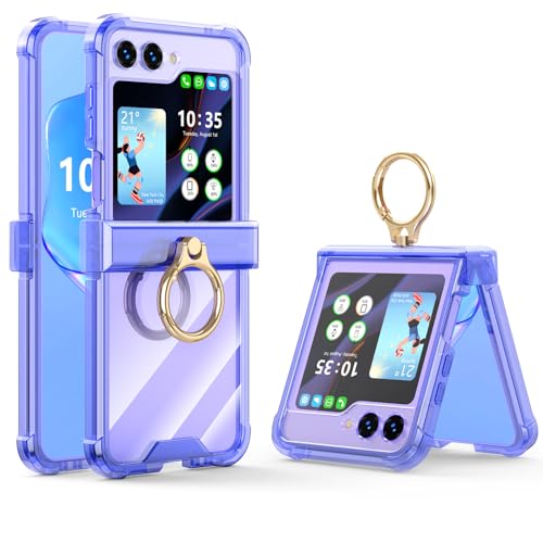 Case for Samsung Galaxy Z Flip 6 Case with Ring Shockproof Kickstand Hinge Protection Phone Cover for Samsung Galaxy Z Flip 6 5G(Crystal Purple) - color: Crystal Purple