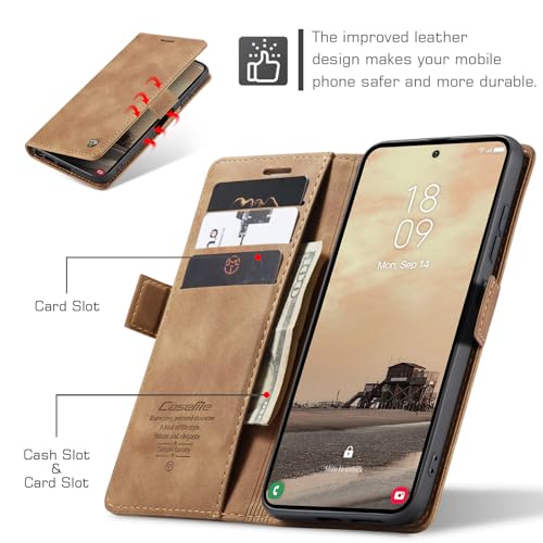 Compatible with Samsung Galaxy S26 Ultra Case with Card Holder, Kickstand Protective Flip Folio Leather Wallet Case for Galaxy S26 Ultra 5G 6.9 inch (Brown) - color: Brown, size: S26 Ultra 6.9 Inch