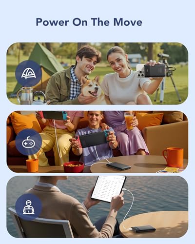 VEGER 10000mAh 22.5W Fast Charging Portable Charger with Built-in Cables - color: Black