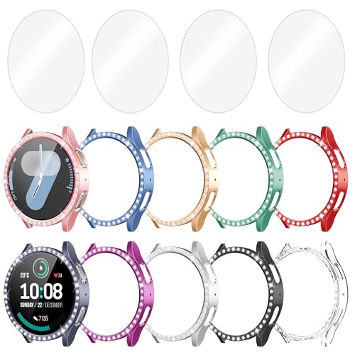 10+4 Pack Bling Case for Samsung Galaxy Watch 7 40mm with Tempered Glass Screen Protector, Glitter Diamond Hard PC Scratch Resistant Protective Cover Compatible with Galaxy Watch 7 40mm - size: Watch 7-40mm