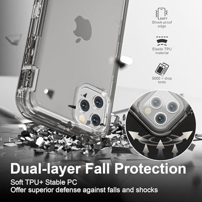 Follaroma for iPhone 11 Pro Max Case, Shockproof, Crystal Gray | Heavy Duty Shockproof Protection Phone Cases, Anti-Drop, Military Grade Dual Layer Transparent Rugged Protective Cover, 6.5" - color: Gray, size: iPhone 11 Pro Max 6.5‘’