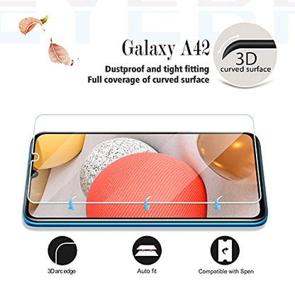YEBF Samsung Galaxy A42 5G Screen Protector, 2 Pack, HD Clear Tempered Glass, 9H Hardness, Anti-Glare, Bubble-Free, Includes Camera Lens Protectors - size: Galaxy A42 5G