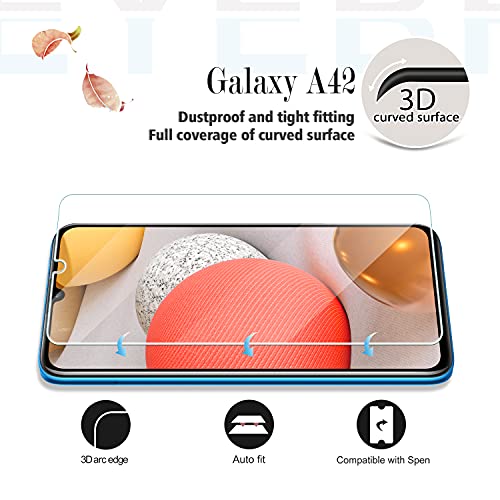 YEBF Samsung Galaxy A42 5G Screen Protector, 2 Pack, HD Clear Tempered Glass, 9H Hardness, Anti-Glare, Bubble-Free, Includes Camera Lens Protectors - size: Galaxy A42 5G