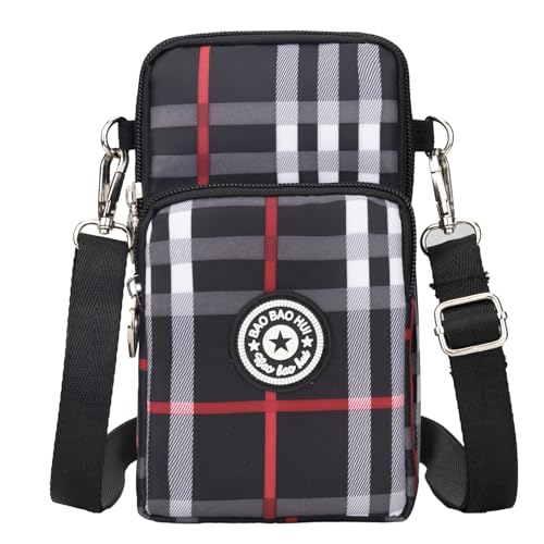 JANKS Small Crossbody Bags for Women Mini Cell Phone Purses Handbag Shoulder Bag - color: 013 Black Checked