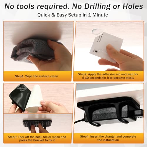 Under Desk Laptop Charger Holder Silicone Power Brick Mount with Adhesive - size: 1pc