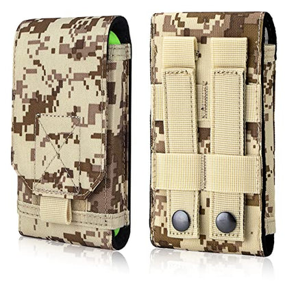 Tactical Molle Phone Holster Pouch, Universal Belt Waist Bag for iPhone 17 Pro Max/17 Pro/17/16 Pro Max/15 Pro Max/14 Pro Max/13/12, Samsung S25 Ultra/S24/S23, Size L - color: Desert Camo(1 Pack)