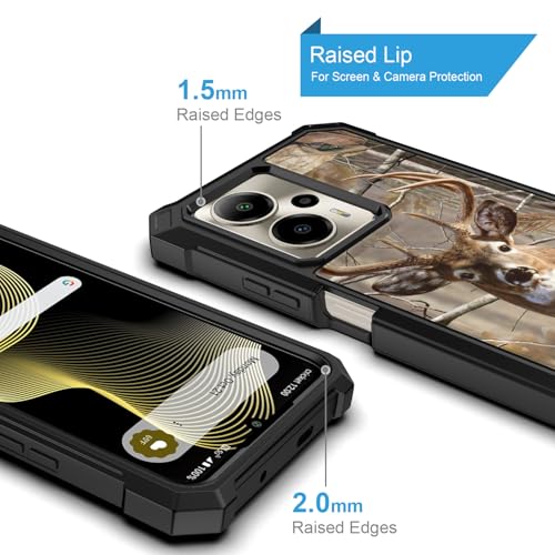for Cricket Outlast 5G 2024 Case (SN509C),AT&T Motivate Pro 5G (SN509A) w/[Built-in Screen Protector] Dual Layer Shockproof [Military-Grade][Full-Body] Protective Cover Women Man Tree Camo Deer Hunt - color: BLD IN DEER CAMO