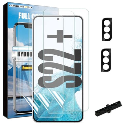 3 Hydrogel Films + 2 Tempered Glass Lens Protector For Galaxy S22 Plus - size: S22 Plus