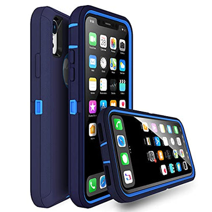 MXX Compatible with iPhone Xr Case, 3-Layer Super Protective Full Heavy Duty Body Tough Rugged Bumper Cover, Shock & Dust Proof, Designed for Apple Xr Phone Case 6.1" Blue - color: Blue