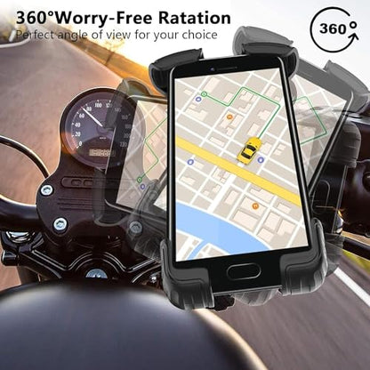 2 Packs Bike Motorcycle Phone Mount,[Ultra Metal] Bike Motorcycle Phone Holder with Security Lock, Bicycle Phone Mount with Soft Cushion & Adjustable Clip Compatible with 4.7''-6.8'' Phone - color: 2 pack