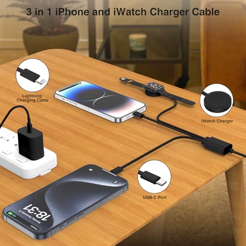 QZIIW 20W Apple Watch Charger,Apple Watch Magnetic Fast Charger USB C Cable - color: Black