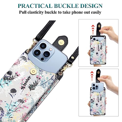 Peacocktion Small Crossbody Cell Phone Purse for Women, Lightweight Mini Small Crossbody Bags for Women with Card Slots - color: 17-black Floral