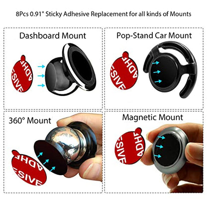 8 Pack Sticky Adhesive Compatible with Socket Mount Base, PKYAA Double-Sided Replacement Tape for Car Magnetic Phone Holder, 4 Pack Sticker Pads for Collapsible Grip & Stand Base