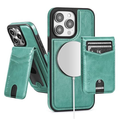 SkyEagle Compatible with MagSafe iPhone 11 Pro Max Wallet Casee,Blue Green - color: Blue Green, size: iPhone 11 Pro Max - 6.7"