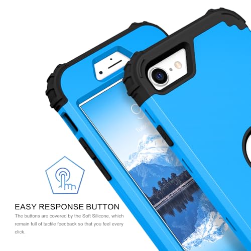 BENTOBEN for iPhone SE 2022 Case and iPhone SE 2020 Case, Heavy Duty 3 in 1 Full Body Rugged Shockproof Hybrid Hard PC Soft Rubber Case for iPhone SE 3rd/2nd Gen, Doder Blue/Black Design - color: Black/Doder Blue