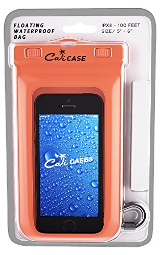 CaliCase Universal Waterproof Floating Phone Pouch - IPX8 Waterproof Floating Phone Case with Lanyard for iPhone X-15/ S20-S24/ Pixel 4-8 - Orange - color: Orange