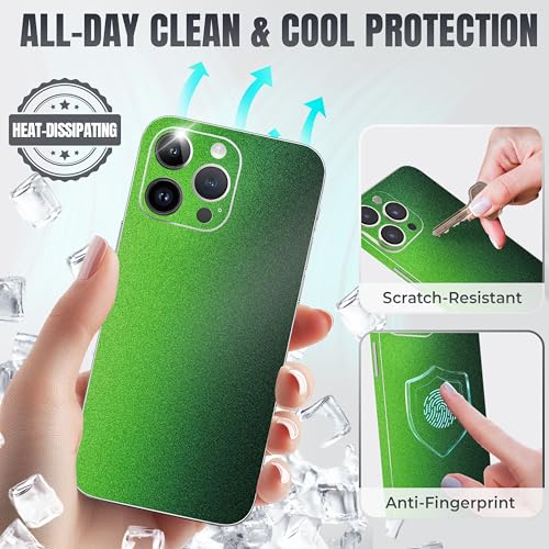 2Pcs Skin Wrap Compatible for iPhone 15 Pro – Slim Decal Vinyl Protective Film for Sides & Back – Sleek Fit, Premium Look – Compatible with All iPhone 15 Pro Cases - Glossy Olive Green - color: Glossy Olive green