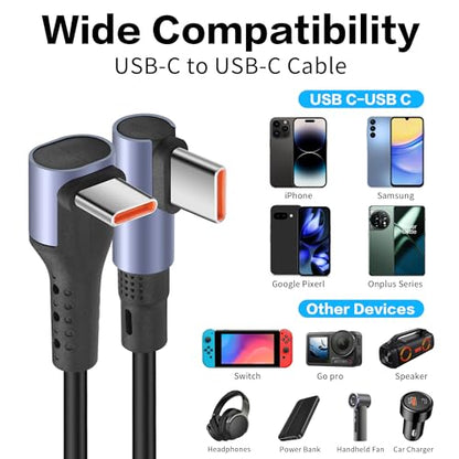 YACSEJAO 90 Degree Coiled USB C to USB C Cable 65W 1M/3.2FT, Right Angle - style: Right Angle