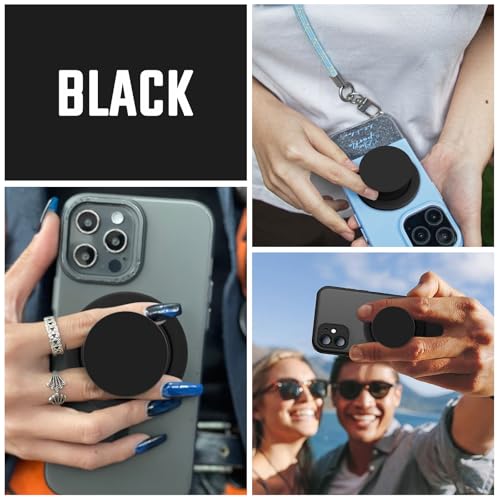 Magnetic Expandable Collapsible Phone Grip Holder, Minimalist Black Universal Cell Phone Stand, Portable Smartphone Accessory