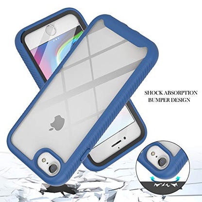 for iPhone 17e/iPhone 16e Case with Screen Protector, Blue | Clear Slim Phone Case, 360 Full Body Protective Cover, Rugged PC Shell Shockproof TPU Bumper, Military Heavy Duty Protection - color: Blue