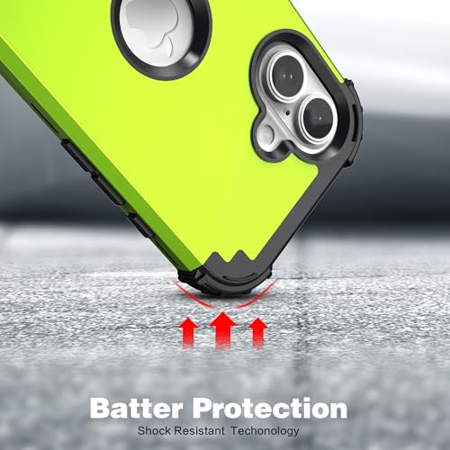IDweel for iPhone 17 Case with Screen Protector for Women, 3 in 1 Shockproof Slim Fit Hybrid Heavy Duty Hard PC Cover Soft Silicone Bumper Full Body Anti-Fingerprint Case, Green/Black - color: Green/Black