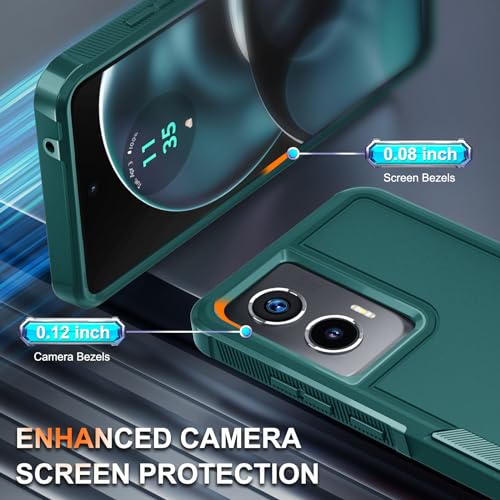 Case Compatible with Moto G Stylus 5G 2024, Full Body Heavy Duty Rugged Shockproof Protective Phone Cover with Lanyard Strap, Tempered Glass Screen Protector, Dark Green | with Tempered Glass Screen Protector+Lanyard Strap,Rugged Shockproof Protective Pho