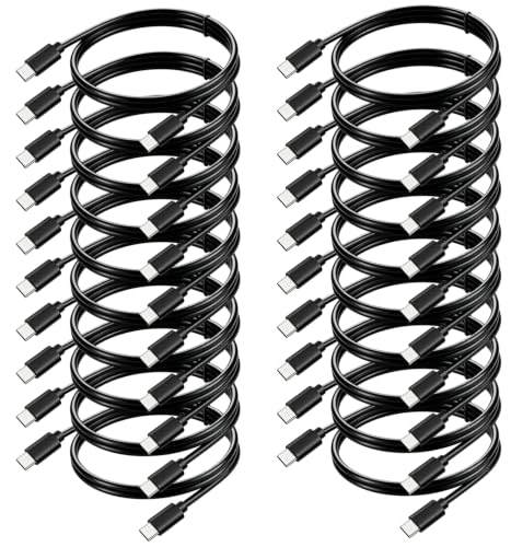USB-C to USB-C Cable 3FT 20-Pack, USBC Cable Fast Charging & Data & Carplay - color: Black, size: 3FT