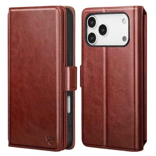 Compatible with iPhone 17 Pro Case Wallet with Card Holder [9 Card Slot] Women Men,RFID Blocking Luxury PU Leather Phone Case Flip Folio Protector Cover Credit Card Slot Kickstand,Brown - color: Brown, size: iPhone 17 Pro