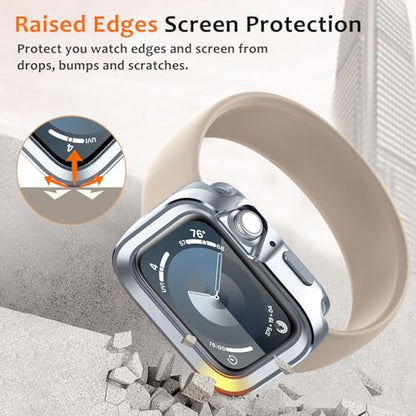 Amizee 2 in 1 Metal Rugged Case Compatible with Apple Watch SE 3/2/1 Series 6/5/4 44mm, Aluminum Shockproof Protective Bumper Cover for iWatch 44mm, Silver - color: Silver, size: 44mm