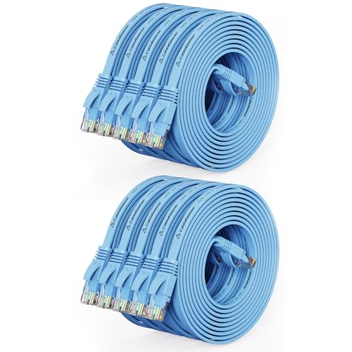 CableGeeker Cat 6 Flat Ethernet Cable 10ft 10Pack, 10Gbps, Blue - color: Blue-Flat, size: 10ft, style: 10 Pack