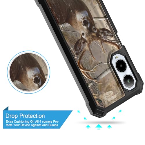 for Cricket Debut S3 Phone Case (U572AC)/AT&T Vista 2 (U572AA) w/[Built-in Screen Protector] Dual Layer Shockproof [Military-Grade][Full-Body] Protective Cover for Teen Women Man Tree Camo Deer Hunt - color: BLD IN DEER CAMO