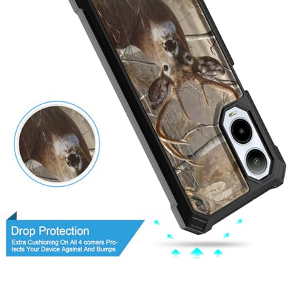for Cricket Debut S3 Phone Case (U572AC)/AT&T Vista 2 (U572AA) w/[Built-in Screen Protector] Dual Layer Shockproof [Military-Grade][Full-Body] Protective Cover for Teen Women Man Tree Camo Deer Hunt - color: BLD IN DEER CAMO