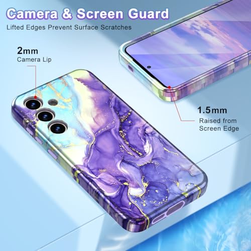 Btscase for Samsung Galaxy S25 Case, [Military Grade Drop Tested] Marble Pattern Design Slim Rugged Shockproof Women Girls Men Protective Anti-Scratch Cover, Cobalt Violet - color: Cobalt Violet, size: Samsung Galaxy S25