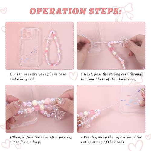 Pink Beaded Phone Wrist Straps, Y2K Phone Case Charms Camera Charm Strap, Lanyard Keychain Wristlet Aesthetic Cellphone Charm - style: 4 Pink Pink & Purple Dreamy