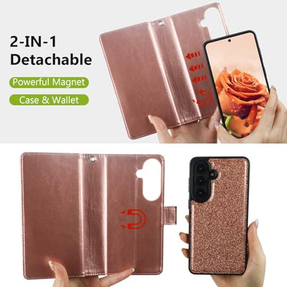 Varikke for Samsung Galaxy S26 Wallet Case Magnetic Detachable, Rose Gold - color: Rose Gold, size: Galaxy S26 6.3"