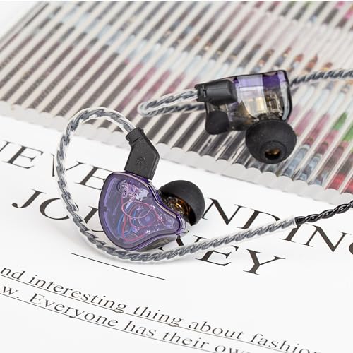 YINYOO CCZ Melody Gaming Earbuds Wired in Ear Hearphones with Microphone IEM HiFi Bass with 1DD 1BA Hybrid, Detachable Cable for Smartphones/PC/Tablet/Gaming/Video/Music/Calling (Purple, with mic) - color: Purple, size: 3.5mm-With Microphone, style: 3.5mm