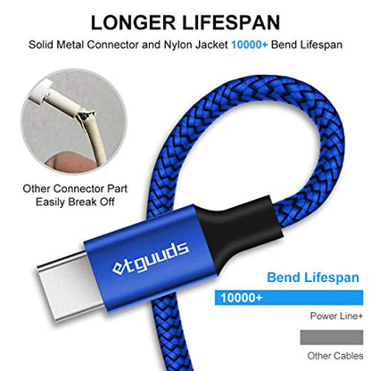 etguuds Long USB A to USB C Cable 15ft, 2-Pack USB to USB C Charging Cable - color: Blue
