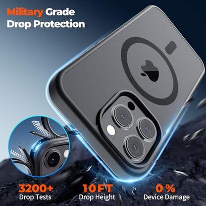 zapica Magnetic for iPhone 12 Pro Max Case, Black | Compatible with MagSafe, Military Grade Drop Protection, Translucent Matte Anti-Scratch Phone Cover - color: Black, size: Iphone 12 Pro Max 6.7''
