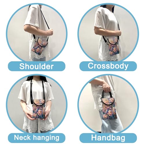 Neoprene Cell Phone Sleeve Pouch Case Bag with Crossbody Strap Neck Lanyard for Women 7.5 X 4.3 in Rich Flower - color: Rich Flowers