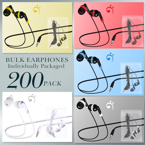 Kanayu 100 Pack Wired Earbuds Bulk for Classroom, No Mic 3.5mm, Multicolor - color: Multicolor