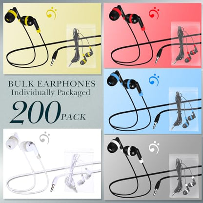 Kanayu 100 Pack Wired Earbuds Bulk for Classroom, No Mic 3.5mm, Multicolor - color: Multicolor
