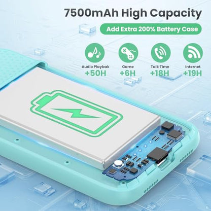 Battery Case for iPhone 11/XR, 7500mAh Ultra-Slim Portable Charging Case Rechargeable Protective Battery Pack for iPhone 11 and iPhone XR External Charger Case 6.1 Inch-Green - color: Green