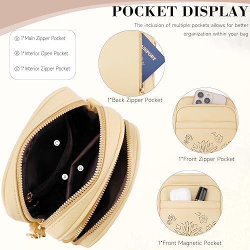 Small Crossbody Bags for Women, RFID Phone Purse with Card Slots, Triple Compartments Lightweight Shoulder Bag - color: 7-yellow