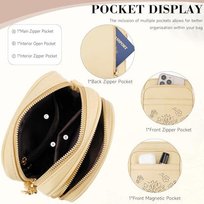 Small Crossbody Bags for Women, RFID Phone Purse with Card Slots, Triple Compartments Lightweight Shoulder Bag - color: 7-yellow