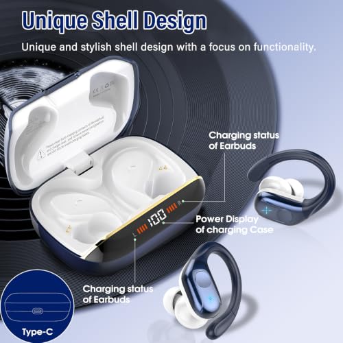Wireless Earbuds Bluetooth 5.4 Headphones Sports, 75Hrs Bass Hi-Fi Stereo - color: Y-Starry Deep Blue