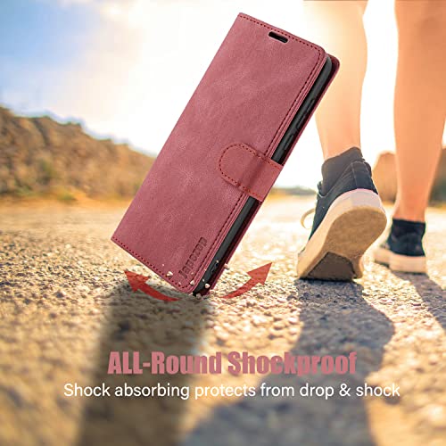 Moto G Power 2022 Wallet Case with [RFID Blocking],Red | Card Holder, Kickstand, Magnetic, Soft Leather Flip Case Wallet for Moto G Power 2022 6.5 Inch - color: Red, size: Moto G Power 2022 6.5 inch