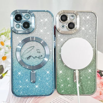 Fiyart Magnetic for iPhone 15 Plus Case Glitter Women Girls 6.7"-Blue - color: Blue, size: iPhone 15 Plus