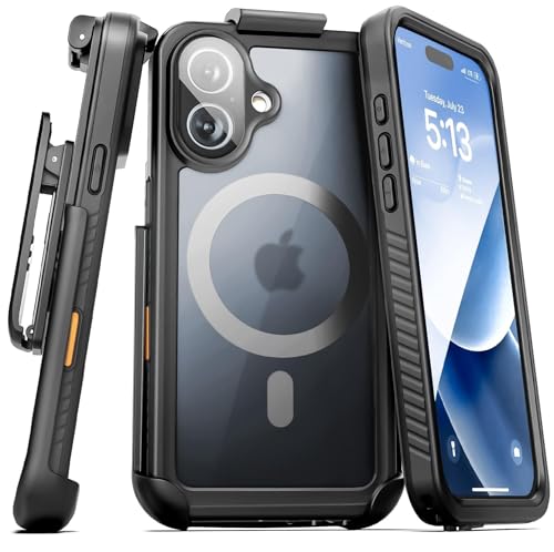 Encased for iPhone 16 Plus Waterproof Case with Belt Clip Holster [Military Grade] Shockproof, Full-Body Phone Cover with Built-in Screen Protector (Compatible with MagSafe) - size: iPhone 16 Plus