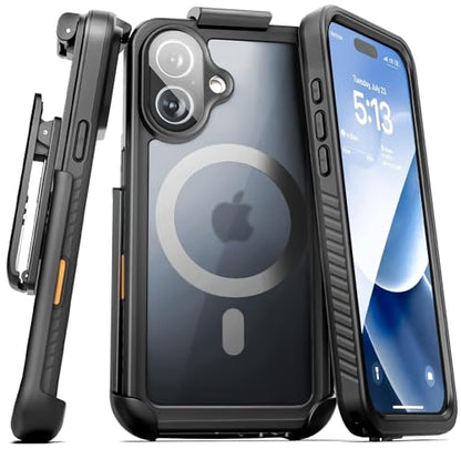 Encased for iPhone 16 Plus Waterproof Case with Belt Clip Holster [Military Grade] Shockproof, Full-Body Phone Cover with Built-in Screen Protector (Compatible with MagSafe) - size: iPhone 16 Plus